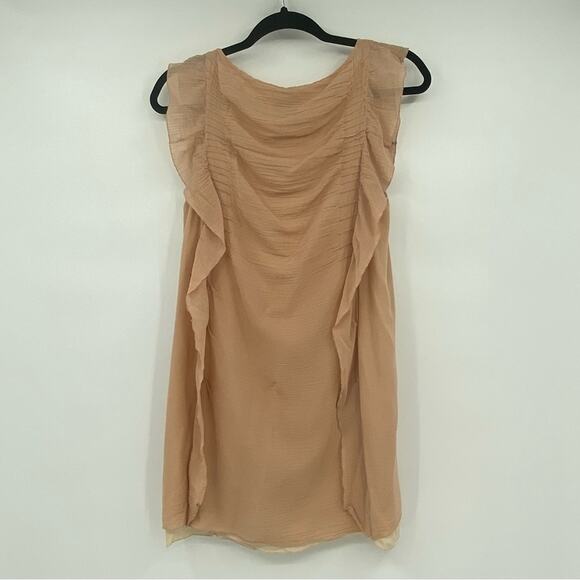 3.1 Phillip Lim Women's Nude Tan Silk Blend Ruffle Sleeveless Mini Dress Size 4 - Picture 2 of 9
